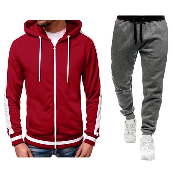 Aofany Men's Tracksuit 2 Pieces Set Full Zip Hoodie Sweatsuits Casual Long Sleeve Jackets and Drawstring Sweatpants Athletic Jogging Suits Sports Outfits