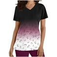 thumbnail image 1 of Aofany Women Scrubs Tops with Pocket Short Sleeve V-neck Nurse Tops Printed Working Uniform Blouse Working Tops, 1 of 4