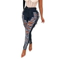 thumbnail image 1 of Aofany Womens Jeans Women's Solid Color Ripped Denim Trousers Casual Jeans Pants With Pockets, 1 of 6
