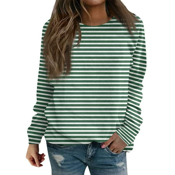Aofany Womens Tops Ladies Stylish Graphic Printed Shirts Casual Round Neck Long-Sleeved Sweatshirt Pullover