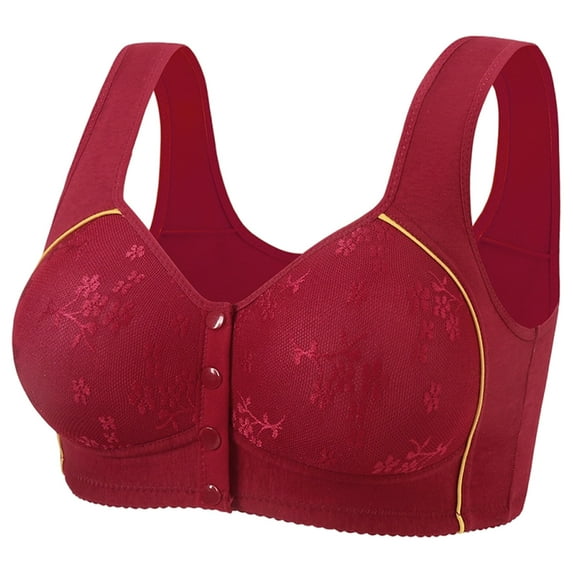 Aofany Comfortable Lace Senior Bras for Women Daisy Bras for Older Women, Summer Breathable Front Closure Bra, Full Support Wide Back No Underwire Everyday Wireless Bra, 36B/C-50B/C