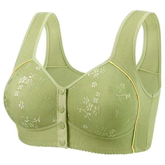 Aofany Comfortable Lace Senior Bras for Women Daisy Bras for Older Women, Summer Breathable Front Closure Bra, Full Support Wide Back No Underwire Everyday Wireless Bra, 36B/C-50B/C