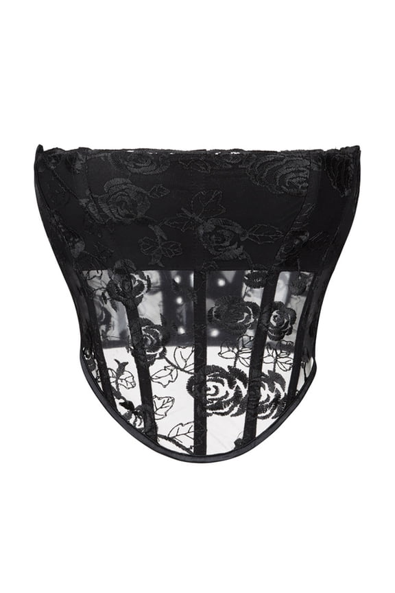 Corset Top Strapless Open Back Boned Bustier for Women Party Trendy Clubwear Crop Tops