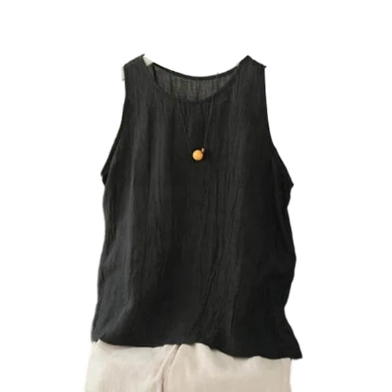 Aofany Cotton Linen Tank Tops for Women Loose Fit Sleeveless Tee Shirts Summer Casual Flowy Solid Color Vest Tops