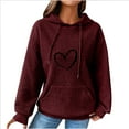 thumbnail image 1 of Aofany Cropped Sweatshirts for Women Teen Girls Hoodie Heart Print Sweatshirts Solid Color Hooded Pullover Juniors Long Sleeve Tops School Hooded For Womens, 1 of 2