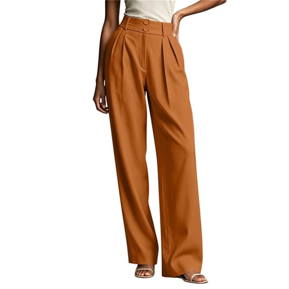 Aofany Dress Pants for Women Stretchy Straight Leg High Waisted Work Pants Business Casual Pull on Slacks Trousers with Pockets