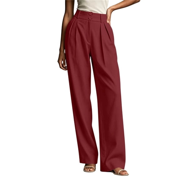 Aofany Dress Pants for Women Stretchy Straight Leg High Waisted Work Pants Business Casual Pull on Slacks Trousers with Pockets