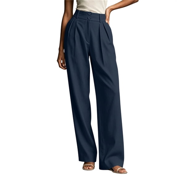 Aofany Dress Pants for Women Stretchy Straight Leg High Waisted Work Pants Business Casual Pull on Slacks Trousers with Pockets