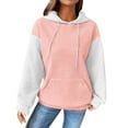 thumbnail image 1 of Aofany Fall Casual Sweatshirt Hoodies for Women Long Sleeve Drawstring Pullover Color Block Outwear Tops, 1 of 5