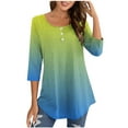 thumbnail image 1 of Aofany Plus Size Shirts For Women 3/4 Sleeve Henley Tops With Buttons Down Casual Loose Fit Pullover V-Neck Tunics Tops, 1 of 4
