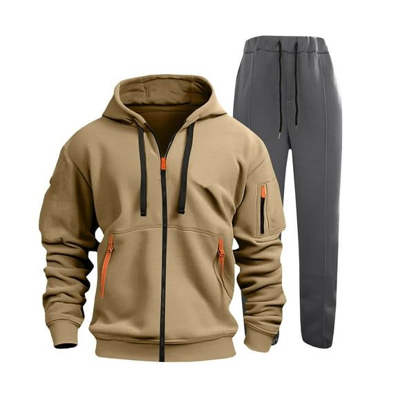 Aofany Fall Winter Sweatsuits For Men Long Sleeve 2 Piece Full Zip Hoodie Sweatpants Tracksuit Set Casual Comfy Sports Suits Jogging Suits For Men