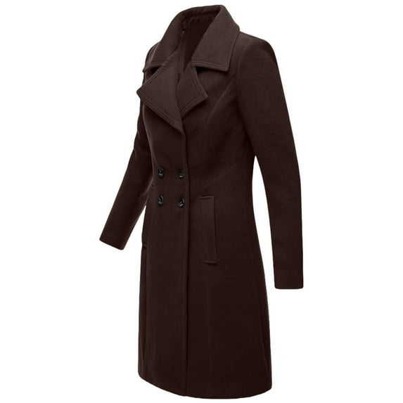 Aofany Fall and Winter Fashion Long Trench Coat, Womens Fall Fashion Business Attire Solid Color Long Sleeve Double Breasted Slimming Coat Cardigan