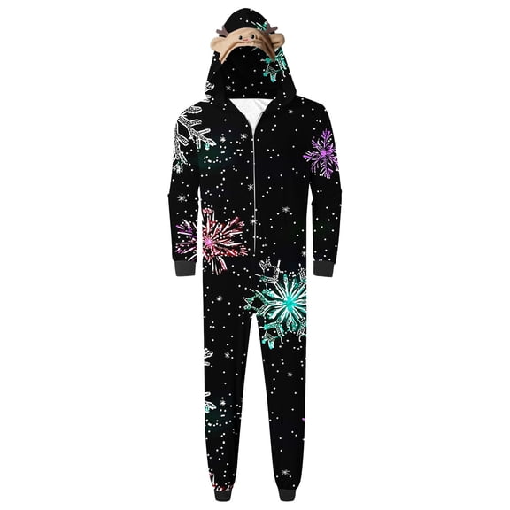 Aofany Family Matching Christmas Pajamas Set Reindeer Onesies Hood Sleepwear for Family Member