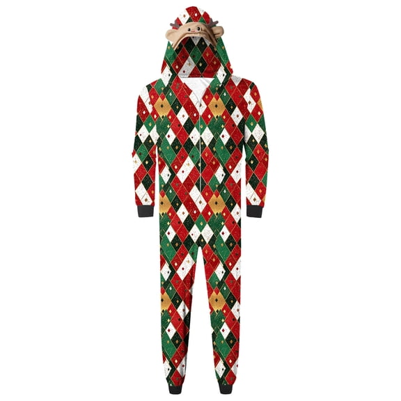 Aofany Family Matching Christmas Pajamas Set Reindeer Onesies Hood Sleepwear for Family Member