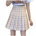 thumbnail image 1 of Aofany Fashion Women Plaid Pleated A-Line Skirt Anti-Burnout High Waist Short Skirt, 1 of 4