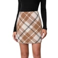 thumbnail image 1 of Aofany Fashion Women Plaid Zipper A-Line Skirt Elastic High Waist Short Skirt, 1 of 8
