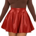 thumbnail image 1 of Aofany Fashion Women's Sexy Leather Skirt High Waist Pleated Flowy Mini Short Skirt, 1 of 8
