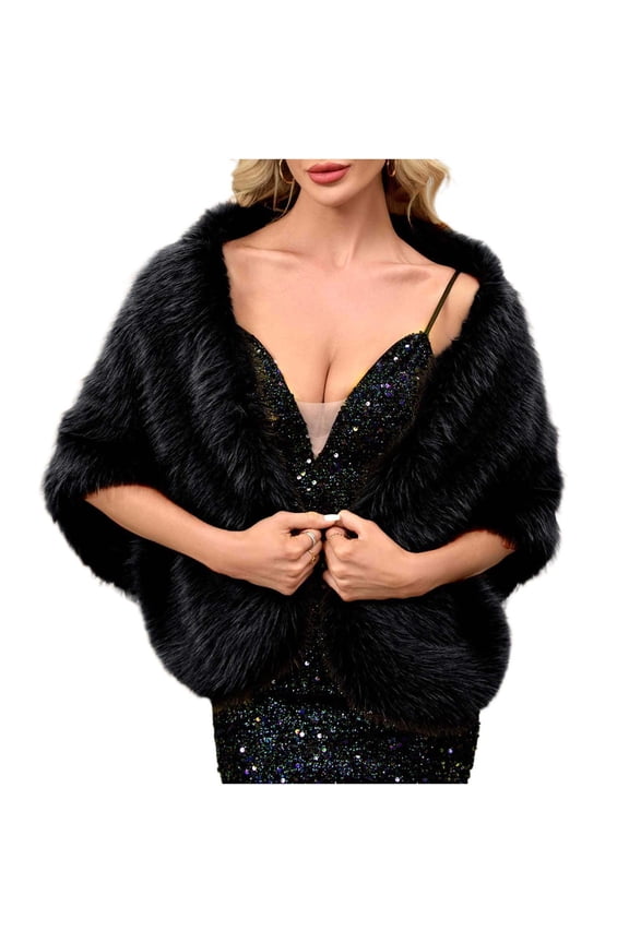 Faux Fur Shawl Women Winter Faux Scarf Wrap Collar Shruging for Lady Poncho Wedding Dinner Party for Women Shawl Wraps for Women