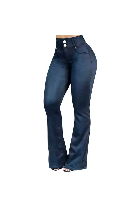 Flare Jeans Pants for Women Soft High Waist Bootcut Pants Bootleg Stretch Tummy Control Plus Size Denim Leggings