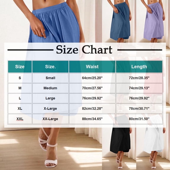 Aofany Flowy Skirt Midi Length Elastic High Waist A-Line Skirt Boho Skirts for Women