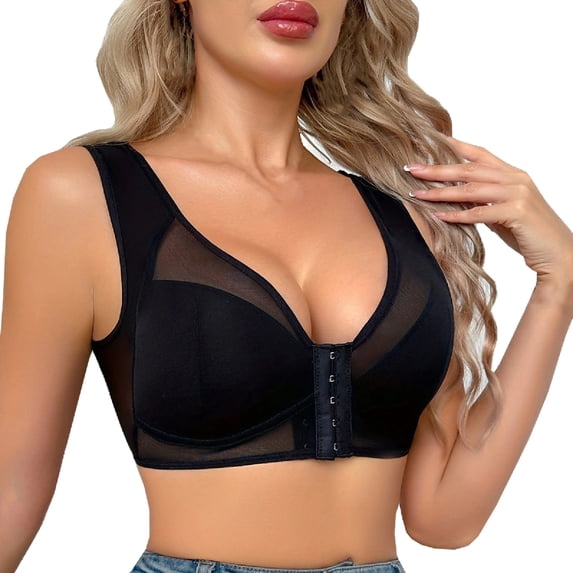 Aofany Front Closure Bras For Women No Underwire Plus Size Full Coverage Bras Front Snap Bras Brassiere Wireless Push Up Bra