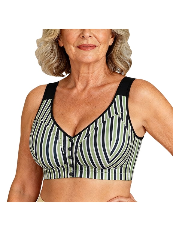 Front Closure Bras for Older Women Easy Close Comfort Everyday Bra Lightly Lined Full Coverage Seamless Bras No Underwire Brassiere, 36B/C-52B/C