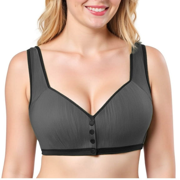 Aofany Front Closure Bras for Older Women Full Coverage Wireless Bras for Seniors Comfort Front Close Push Up Bras with Back Support Everyday Bras, 36B/C-46B/C