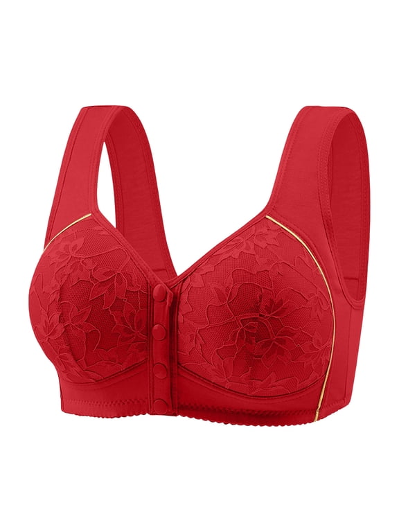 Front Closure Bras for Older Women Full Coverage Wireless Bras for Seniors Comfort Front Close Push Up Bras with Back Support Everyday Bras, 36B/C-50B/C