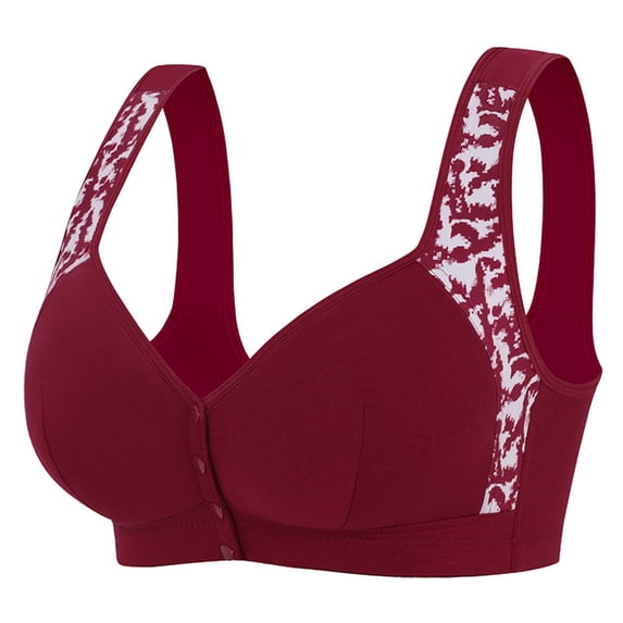 Aofany Front Closure Bras for Older Women Full Coverage Wireless Bras for Seniors Comfort Front Close Push Up Bras with Back Support Everyday Bras, 40B/C-48B/C