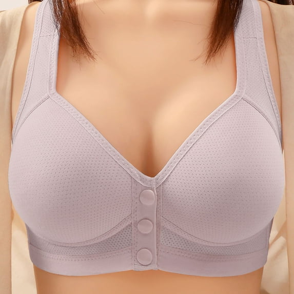 Aofany Front Closure Bras, Womens Bras No Underwire Full Support, Plus Size Soft Full-Coverage Wirefree Bra