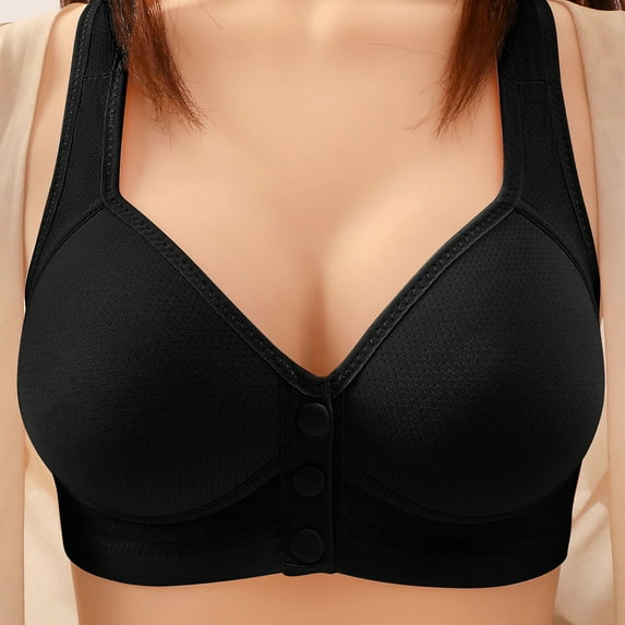 Aofany Front Closure Bras, Womens Bras No Underwire Full Support, Plus Size Soft Full-Coverage Wirefree Bra