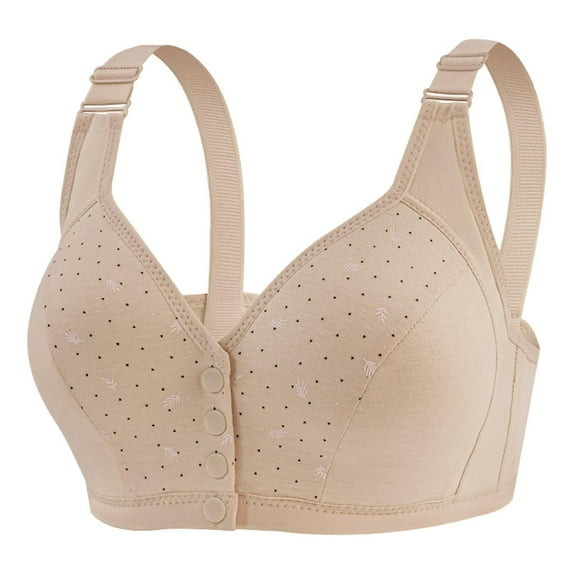 Aofany Front Closure Comfortable Bras for Womens Printed Bras for Women, Summer Breathable Front Button Bra, Full Support Wide Back No Underwire Everyday Bra, 36B/C-46B/C
