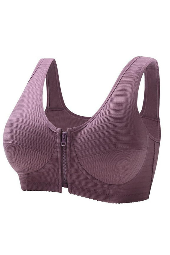 Full Coverage Bras for Women Push Up No Underwire Plus Size Front Clip Zip Everyday Bras for Elderly Women, 36B/C-46B/C