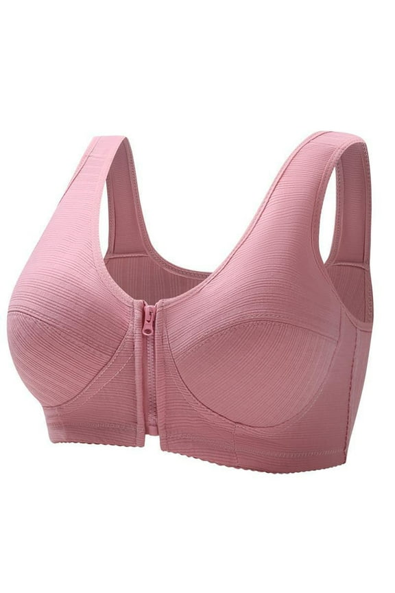 Full Coverage Bras for Women Push Up No Underwire Plus Size Front Clip Zip Everyday Bras for Elderly Women, 36B/C-46B/C