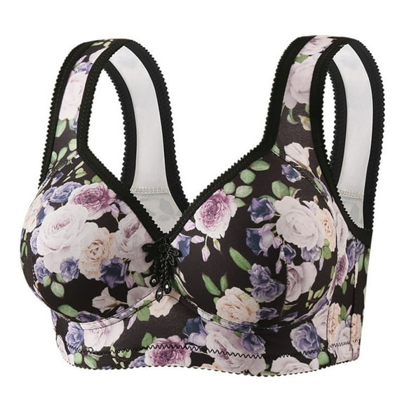 Aofany Full Coverage Plus Size Womens Bras Wirefree Push up Bras Stretch Printed Everyday Bras Underwear, 36B/C-44B/C