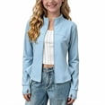 thumbnail image 1 of Aofany Girls' Fall Winter Solid Jackets Ruffle Hem Long Sleeve Athletic Jacket Stand Collar Zip Yoga Coats 3-15Years, 1 of 6