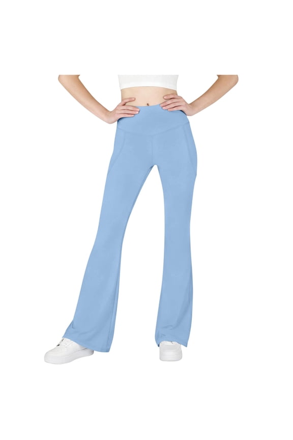 Girls Flare Leggings High Waisted Bootcut Yoga Pants Bell Bottoms Tummy Control Workout Dance Athletic Pants 6-15 Years
