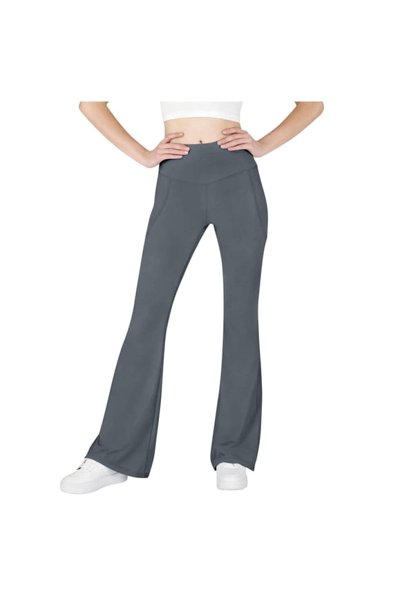 Girls Flare Leggings High Waisted Bootcut Yoga Pants Bell Bottoms Tummy Control Workout Dance Athletic Pants 6-15 Years