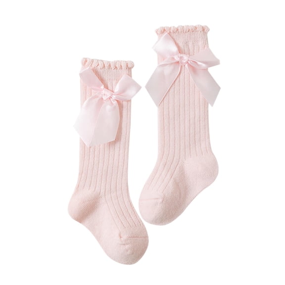 Aofany Girls' Knee-High Socks Bow Princess Design, Mid-Calf Stockings for Toddlers & Kids, Size 0-4T