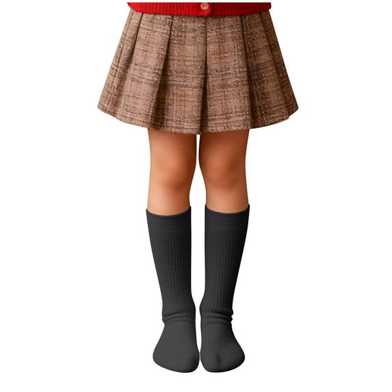 Aofany Girls Knee High Socks, Solid Color Cotton Socks Kids Socks Fashion Long Socks for 0-12 Years Girls