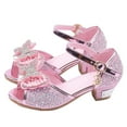 thumbnail image 1 of Aofany Girls Princess Glitter Low Heel Sandals Sweet Bow Dress Up Shoes Colorful Crystal Open Toe Shoes for Wedding Party, 1 of 8