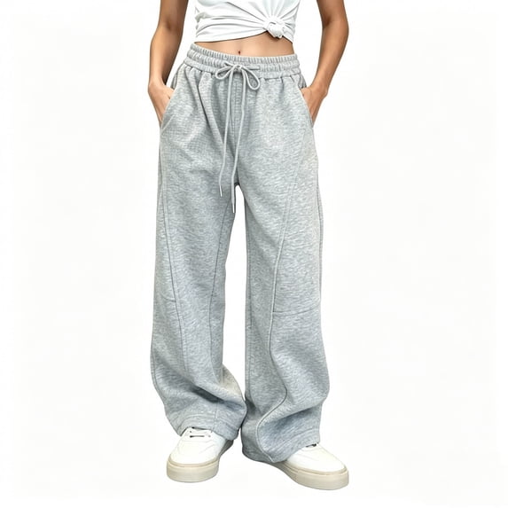 Aofany Girls Sweatpants Kids Drawstring Sweat Pants Teen Girls Wide Leg Joggers Pants with Pockets, 5-15 Years
