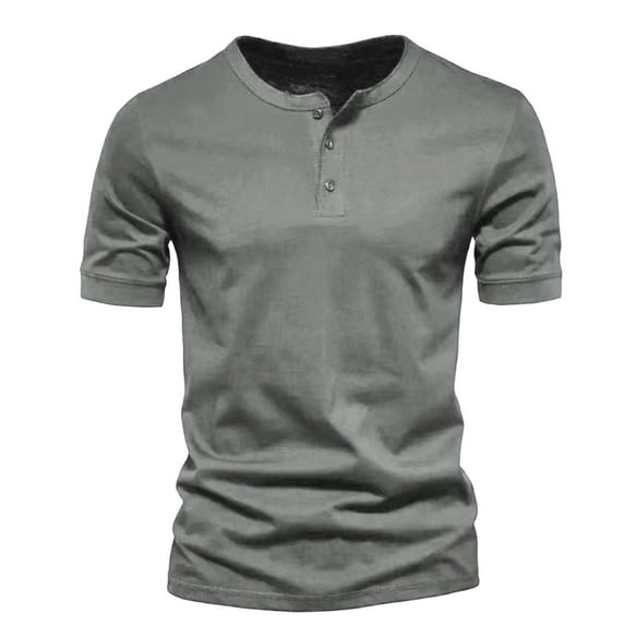 Aofany Henley Shirts for Men Casual Short Sleeve T Shirts Solid Colors Plus Size Tshirts Tops