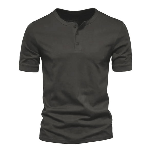 Aofany Henley Shirts for Men Casual Short Sleeve T Shirts Solid Colors Plus Size Tshirts Tops