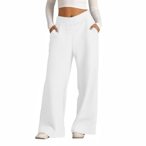 Aofany High Waisted Sweatpants for Women Elastic Waist Wide Leg Drawstring Loose Joggers Long Pants with Pockets