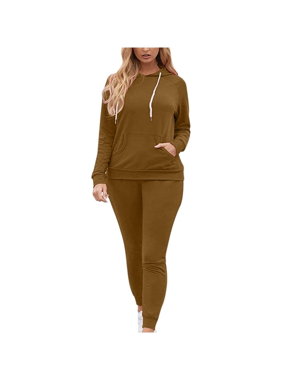 Hoodie Tracksuit for Women Casual Sweatsuit 2Pcs Jogger Set Activewear Outfits with Pockets