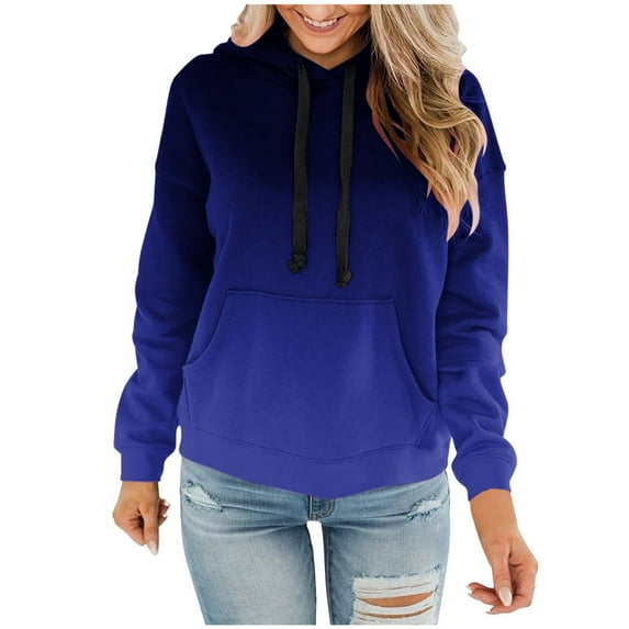 Aofany Hoodies for Women Womens Plus Size Pullover Hoodies Tops Cozy Fleece Fashion Drawstring Hooded Sweatshirt with Pocket Winter Long Sleeve Gradient Print Casual Hoodies Tops