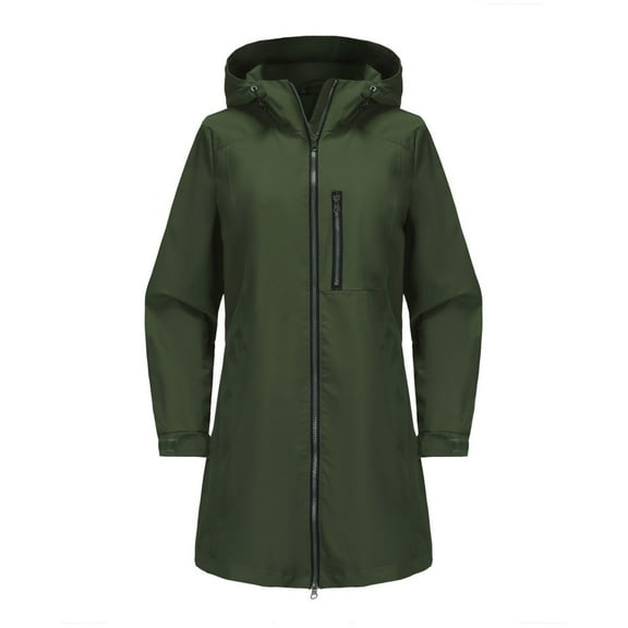 Aofany Jackets for Women Plus Size Solid Color Rain Jacket Outdoor Hooded Windproof Loose With Pocket Coat Hooded Windbreaker