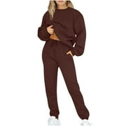 Aofany Jogging Suits For Womens 2 Piece Long Sleeve Sweat Suit Solid Color Winter Fleece Tracksuits