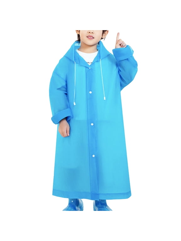 Kids Raincoat Hooded Reusable Lightweight Outerwear for Teenagers All Weather School Walking Rain Gear, 6-11 Years
